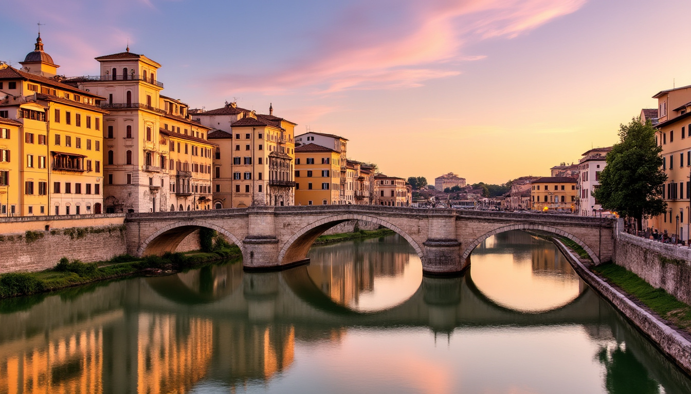 découvrez une balade enchanteuse le long du tibre au crépuscule, où la magie des lumières dorées et le calme des eaux créent une atmosphère féerique. laissez-vous séduire par les paysages idylliques et la beauté envoûtante de rome au coucher du soleil.