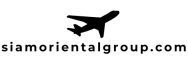 Logo avec un avion et le texte 'siamorientalgroupcom'